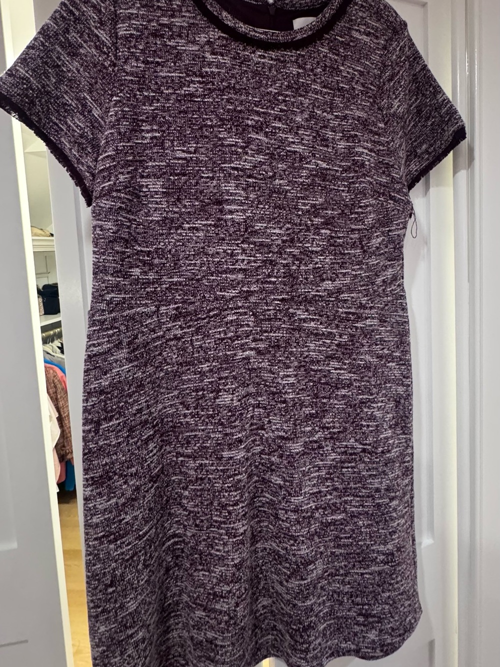 LOFT Heathered Plum Short Sleeve Knit Shift Dress
